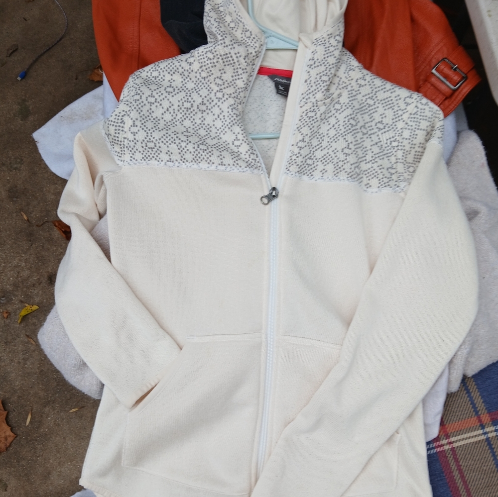 Eddie Bauer Cream Kids Puffer Jacket with Patterned Detail